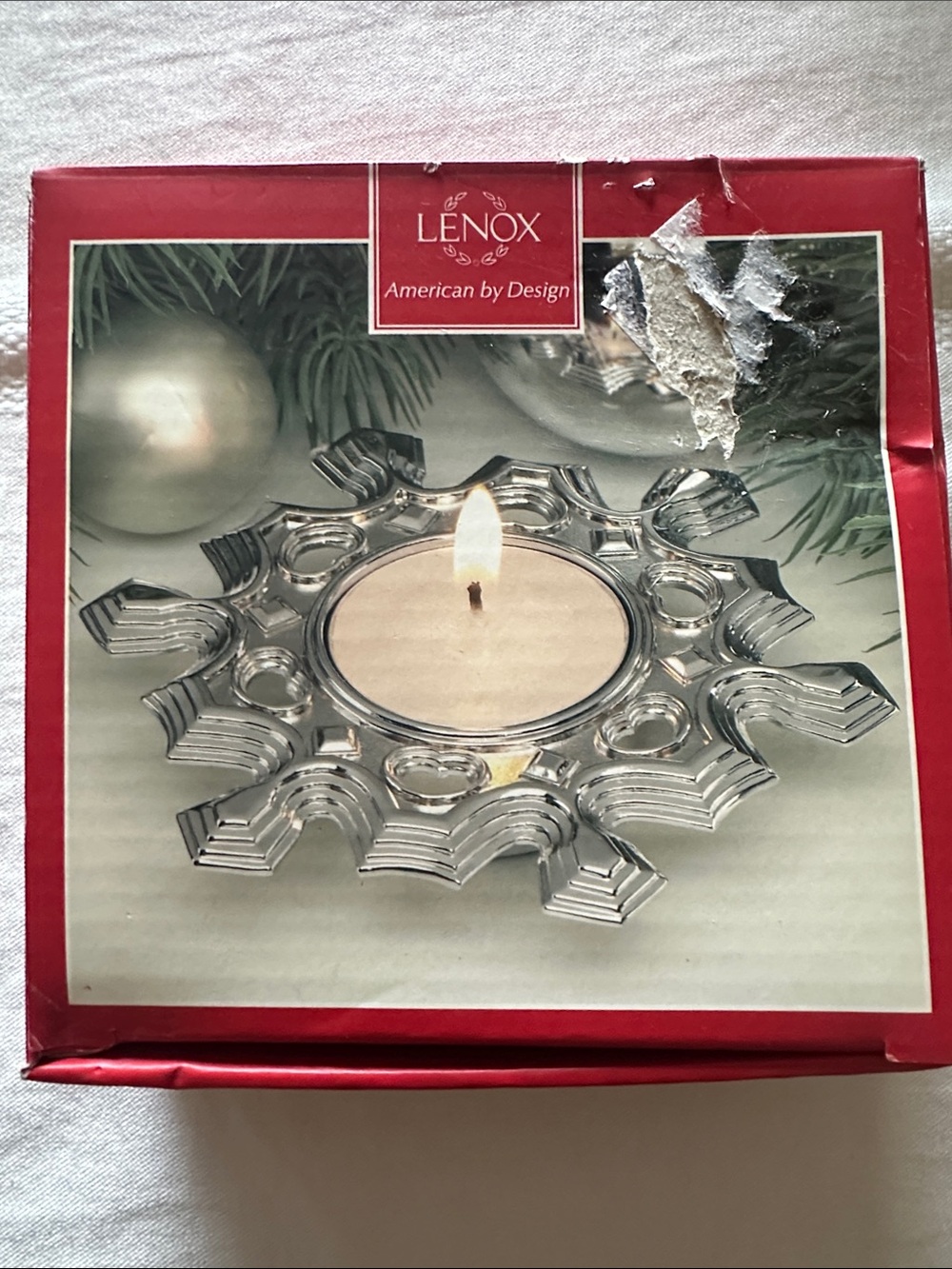 Lenox Silver Snowflake Tealight Candle Tray
